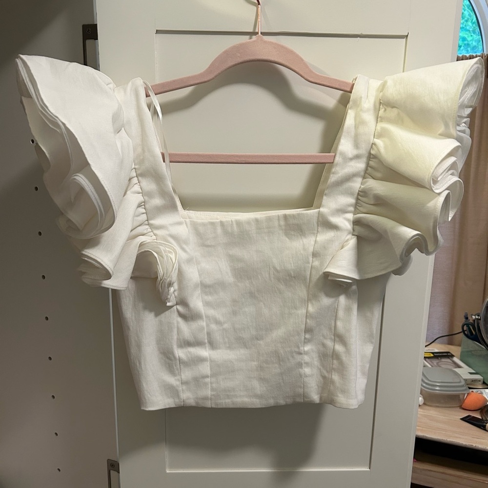 Pants store white ruffle top